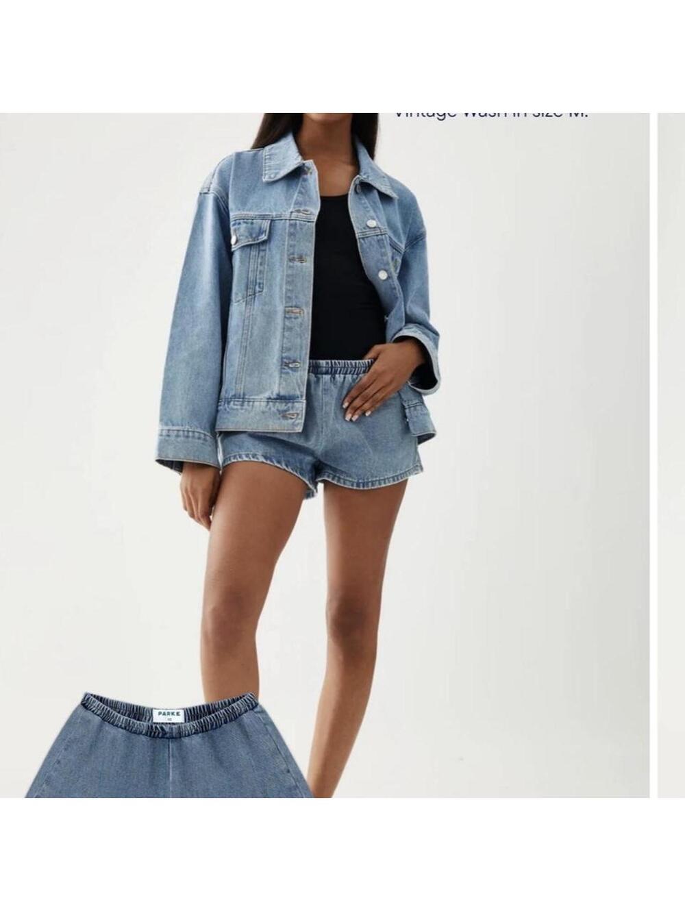 Parke elastic denim shorts